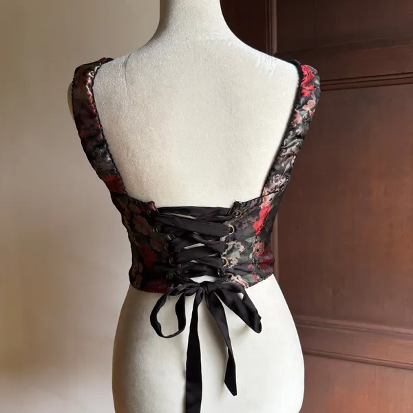 NIA | Elizabeth Corset Top Red and Black Floral Jacquard | Extra Small - Image 4