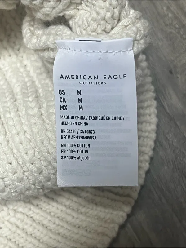 American Eagle Cream Cable Knit Sweater Vest Tipped Trim Size M - Image 3