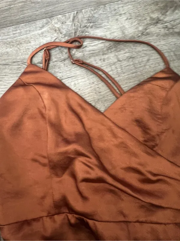 Lulus Rust Satin Slip Dress - Image 8