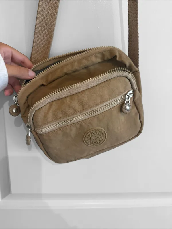 Y2K Beige Nylon Multi Pocket Crossbody Bag Utility Shoulder Bag - Image 2