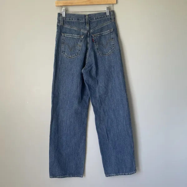 Levi's High Waisted Straight Denim Jeans Distressed Blue Women's Size 25 - Image 2