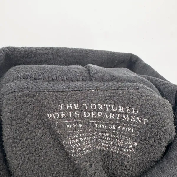 Taylor Swift Womens TTPD Tortured Poets Department Graphic Hoodie‎ Black Size M - Image 4