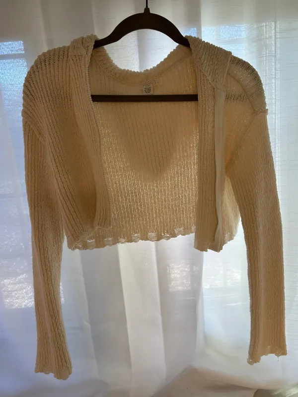 Full Tilt Cream cropped zip up - Image 3