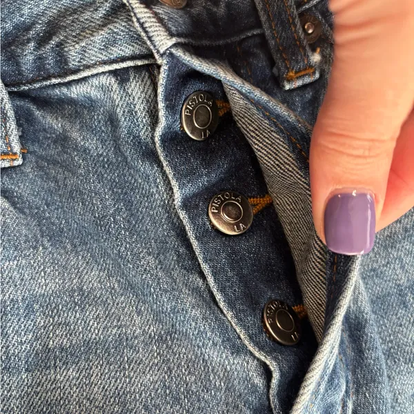 Pistola Dark Blue Frayed Straight Leg Jeans - Image 5