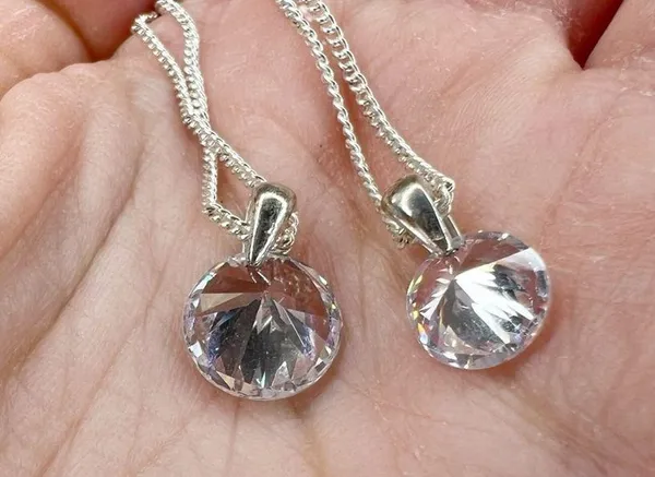 Cubic Zirconia Double Layered Dainty Silver Chain Necklace - Image 7