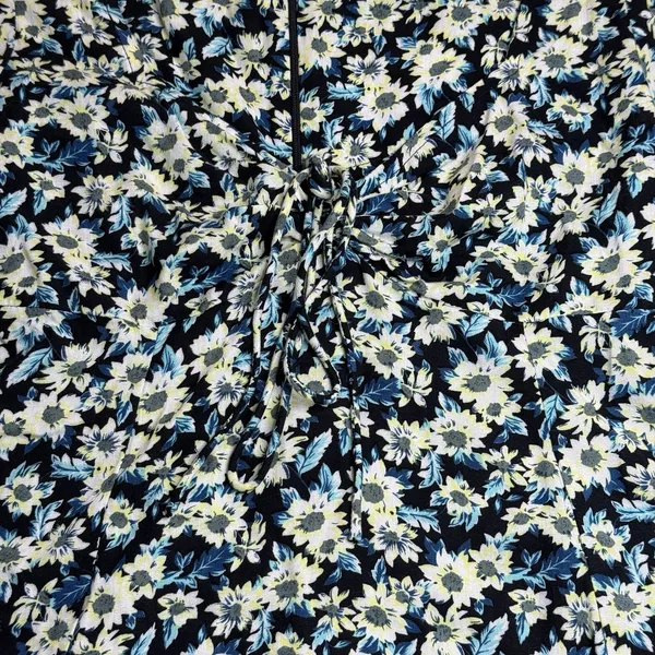 Motel Floral Mini Dress Womens XS Blue Black Puff Sleeve Ruched Cottagecore EUC - Image 4