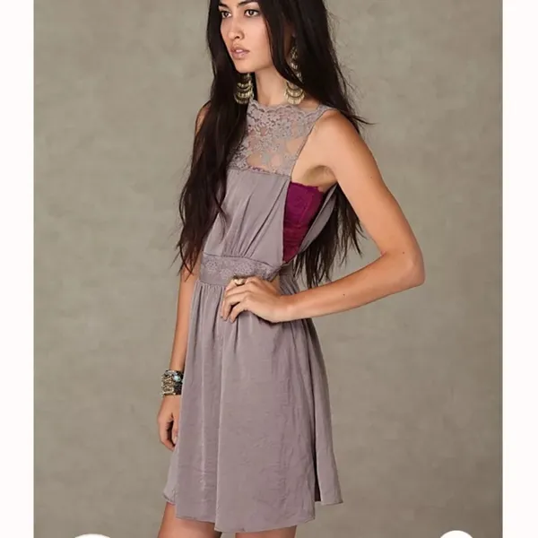 Free People S solid lace neck dress in black - Image 3