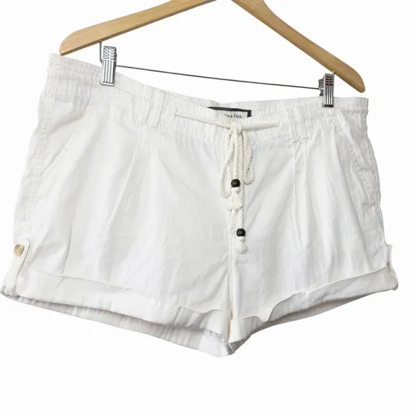 Abercrombie &‎ Fitch Womens Linen Shorts Size 12 Ivory Drawstring Resort Preppy - Image 4