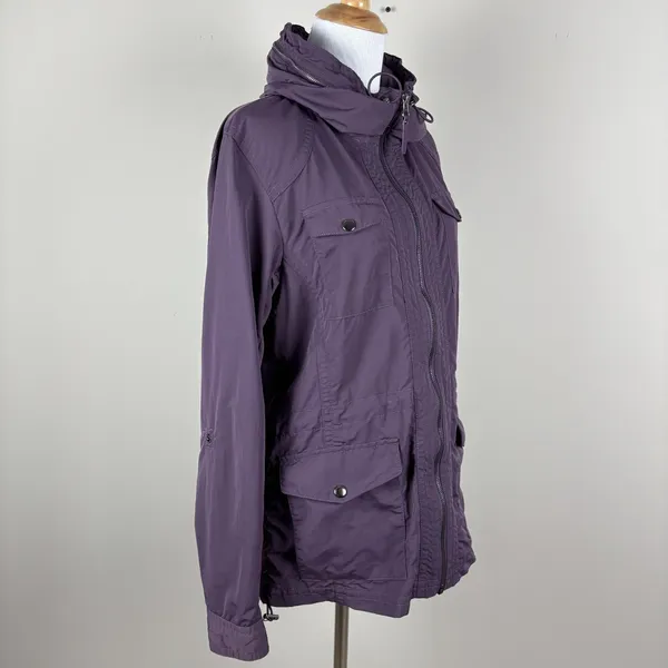 Eddie Bauer Travex Utility Windbreaker‎ Jacket Womens Medium Purple Full Zip M - Image 3