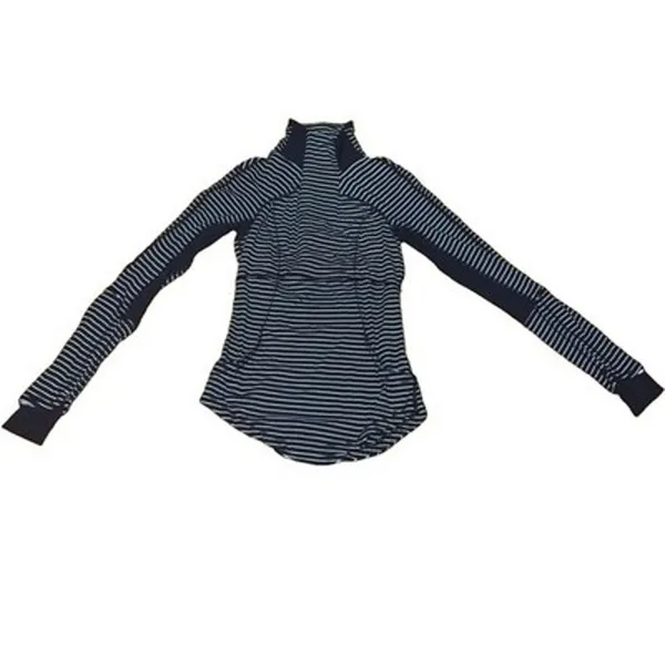 Lululemon Base Runner 1/2 Zip Jacket Size 4 Black White Stripe Rulu Running Top - Image 9