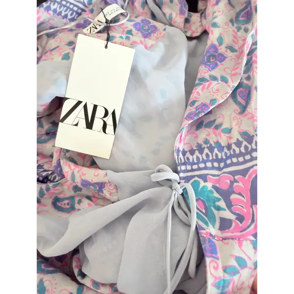Zara Mini Dress Women S Pink Paisley Printed Faux Wrap Boho‎ Summer 7630/036/620 - Image 10