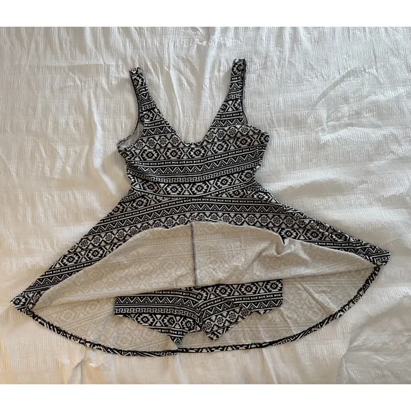 Express Black White Skater Dress Shorts Skort Aztec Geometric Boho Festival Y2K - Image 10