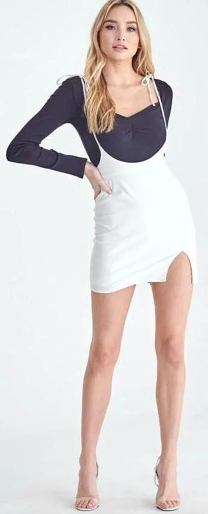White Overall Tie Dress - Image 2