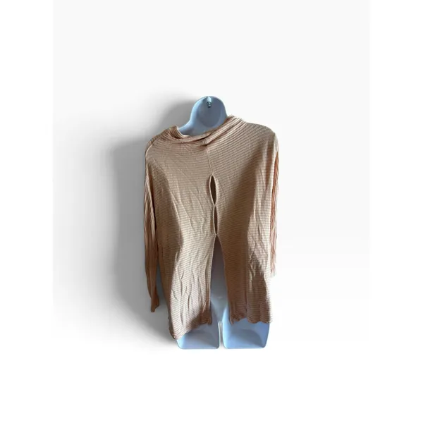 We The Free Top XS Peach Ribbed Mock Neck Open Back Boho Long Sleeve - Image 2