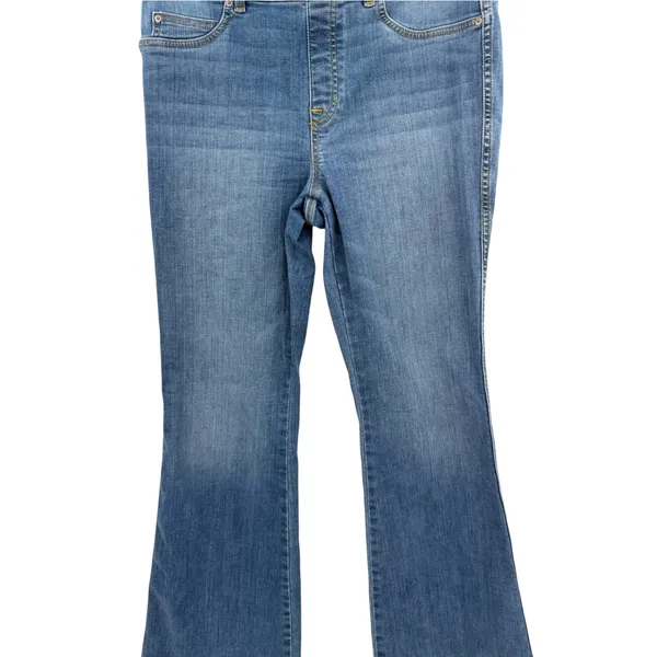 SPANX Flare Jeans Vintage Indigo High Rise Pull On Shaping Blue Size Large - Image 5
