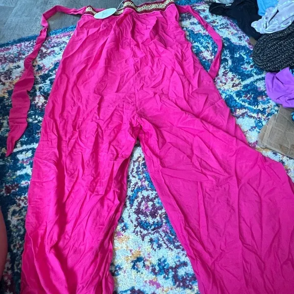NWT Rusttydustty Hot Pink Geometric Embroidered Tube Top Wide Leg Jumpsuit M‎ - Image 6