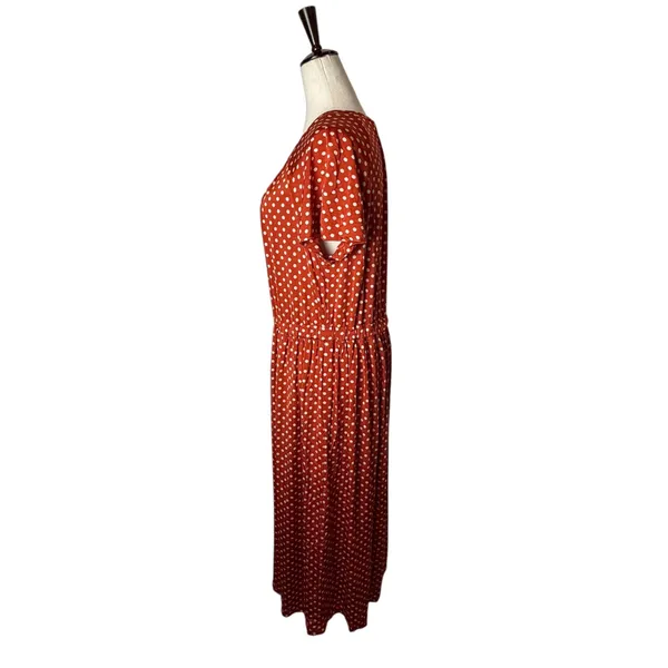 Stine Goya Caitlin Dress Women XS Orange Polka Dot Pleated Midi Boho Retro - Image 6