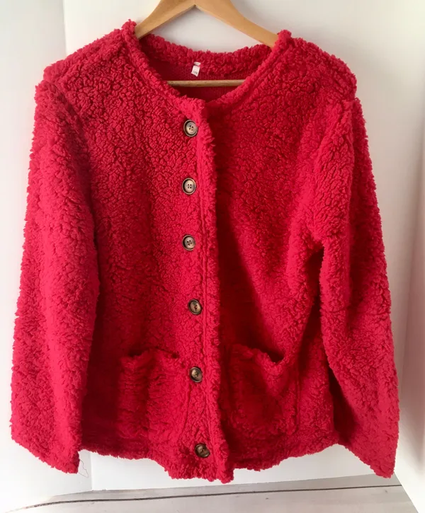 Red Sweater Cardigan, XL - Image 2