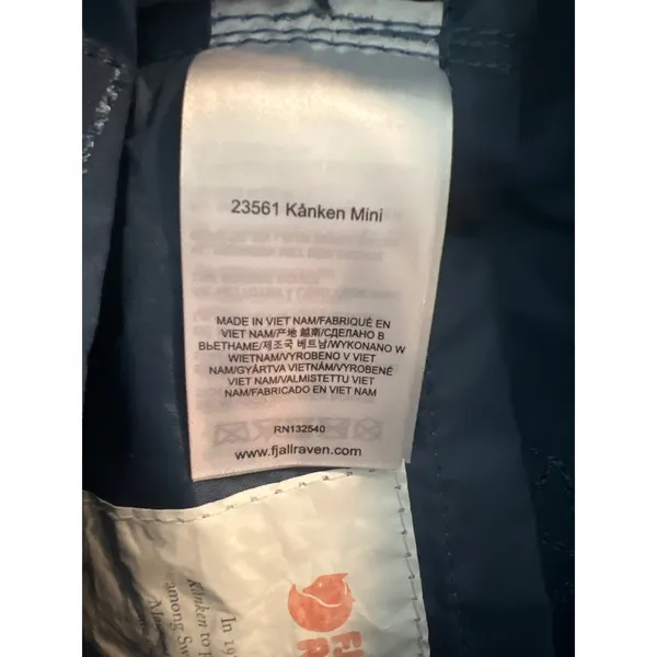 Fjallraven Kanken Mini Backpack Blue Vinylon F Travel Bag - Image 5