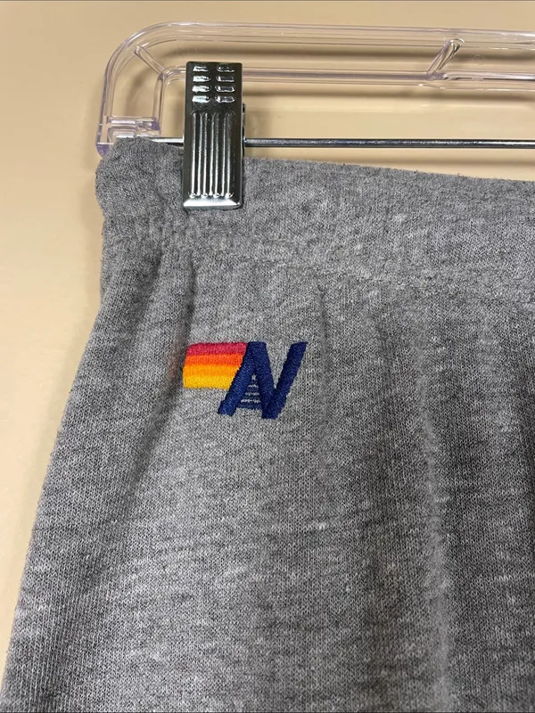 Aviator Nation Women’s Gray Striped Comfy Fleece Lined Jogger Sweatpants - Image 3