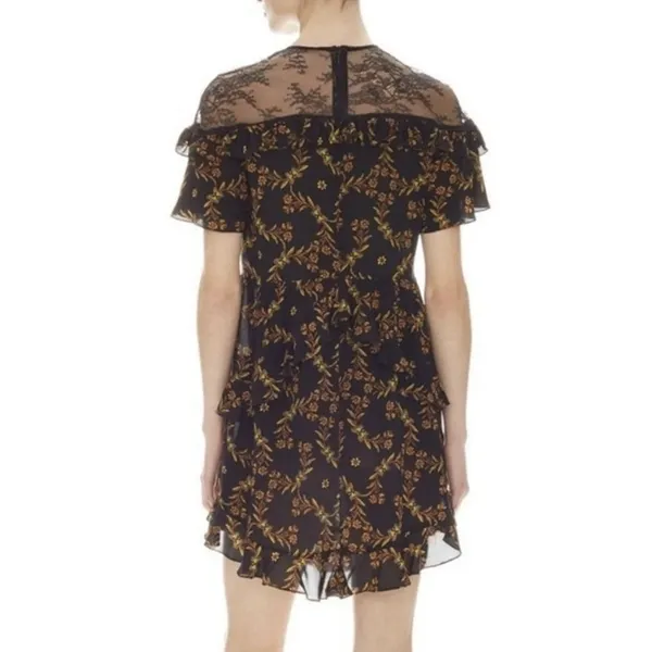 Sandro Alderic mini dress Black Lace Size 40 US 8 Whimsy Goth Ruffle Layer - Image 2