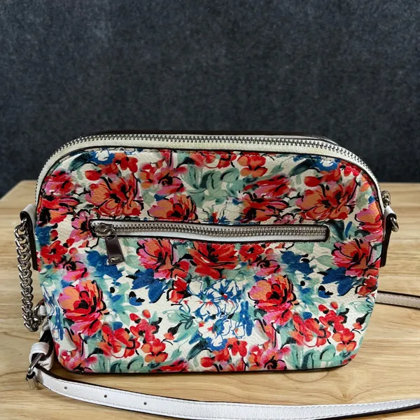 Kelly & Katie Floral Crossbody Bag White Red Blue Faux Leather Small Purse - Image 8