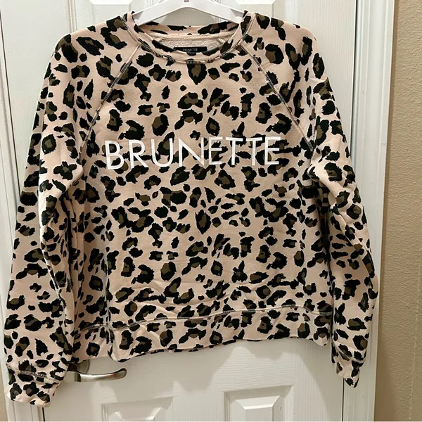 Brunette the Label Middle Sister Crewneck Sweatshirt leopard print size M/L - Image 7