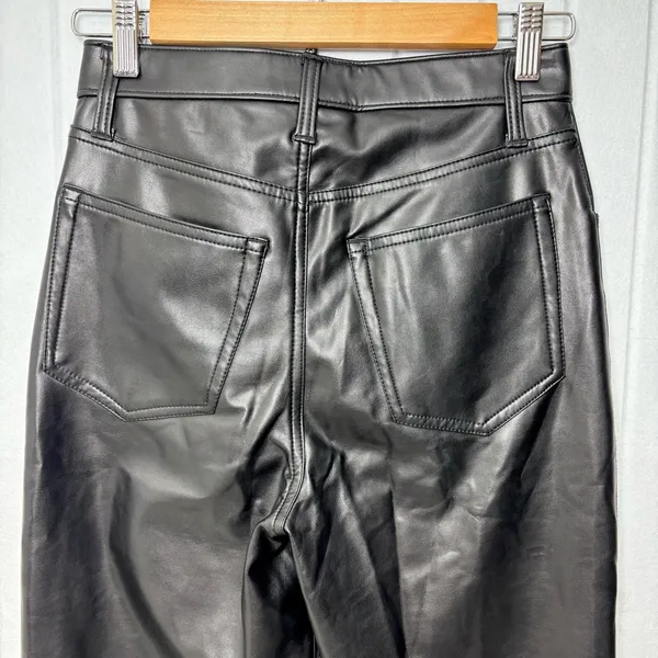 Abercrombie‎ & Fitch 90's Straight Ultra High Rise Faux Leather Black Pants 26 - Image 3