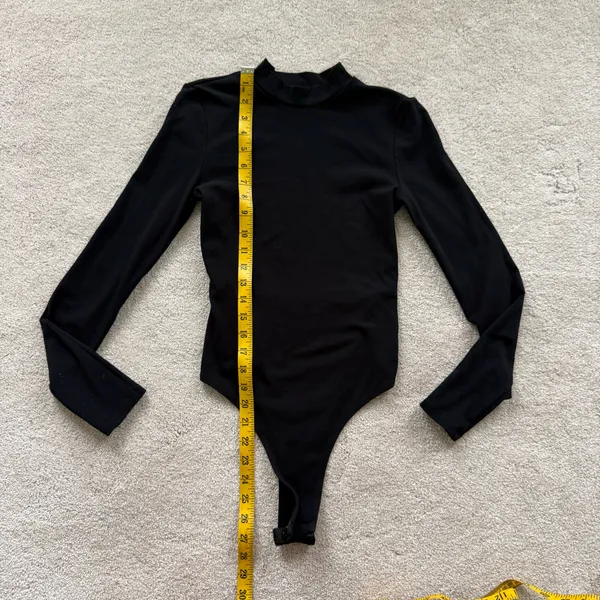 Mock Neck Bodysuit One Piece Blouse Open Back Backless Cut Out Back Top Long Sleeve - Image 7