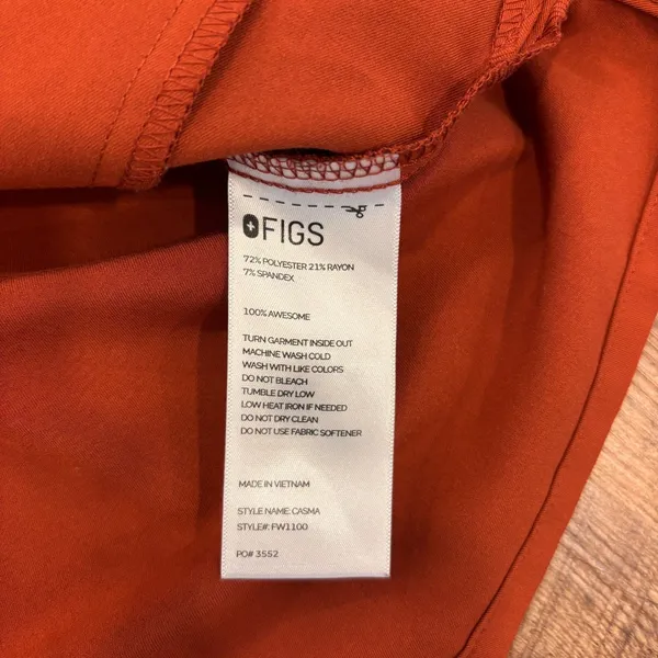 Figs Top Womens Size L Auburn Orange Technical Collection Casma Scrub Top FW1100 - Image 3