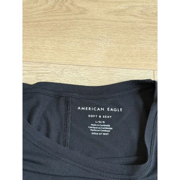 American Eagle soft and sexy oversized modal black short sleeve t-shirt size L - Image 3