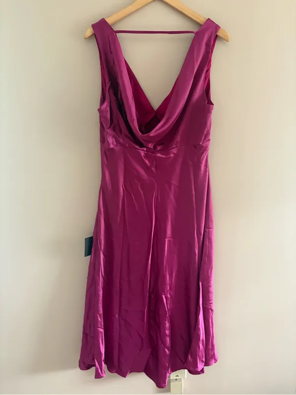 Lulus Incredible Love Magenta Satin Cowl Back Midi Slip Dress Size XL Cocktail - Image 5