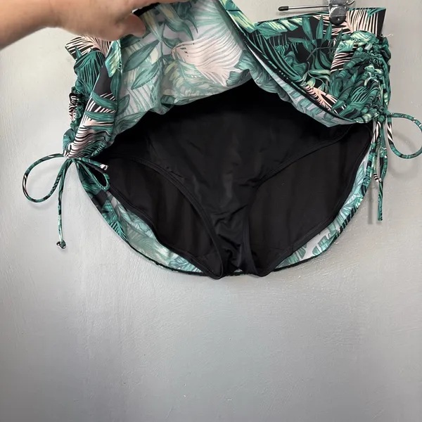 Cacique Swim Skirt Plus Size 24 Green Tropical Leaf Ruched Tankini Bottom Summer - Image 5