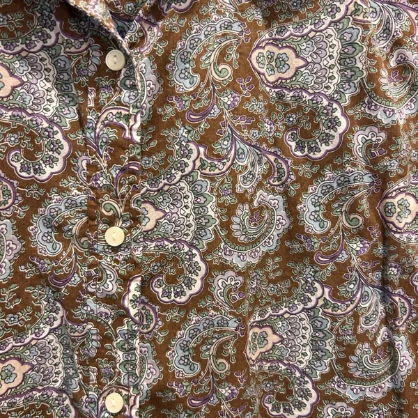 Gap Women's Brown Paisley Print Button Down Long Sleeve Shirt Medium‎ Roll Tab - Image 4