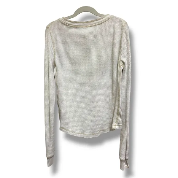 Free People Off White Textured Long Sleeve Henley Snap Button Top Womens XS‎ - Image 2