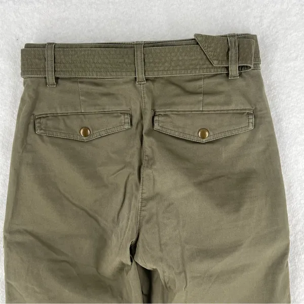 J.‎ Crew Womens High Rise Belted Military Pant Olive Green Utility Pockets 00 - Image 8