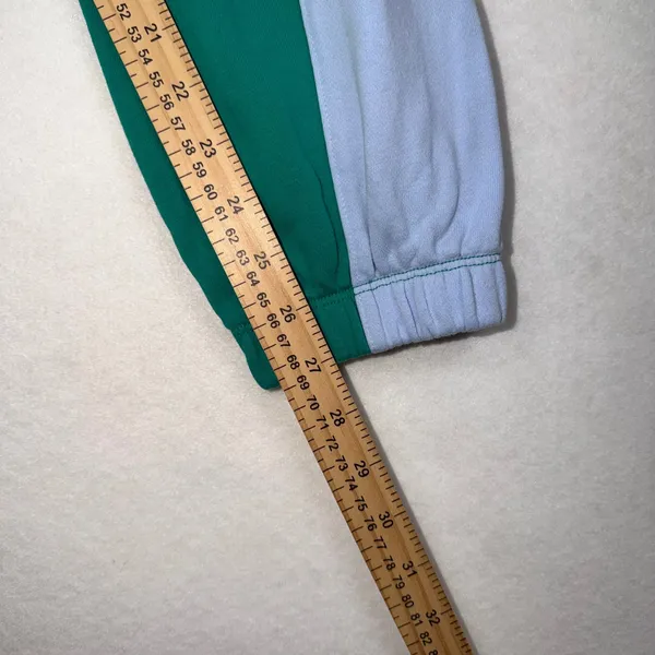 Nike Team Sweatpants XS Green Blue Colorblock Fleece Joggers Retro Athletic - Image 4