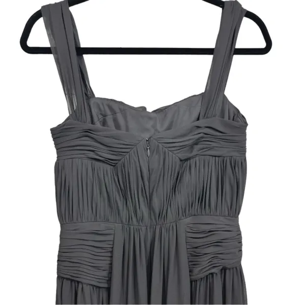 Vera Wang Charcoal Gray Ruched Bodice Chiffon Maxi Formal Dress Gown Size‎ 8 - Image 7
