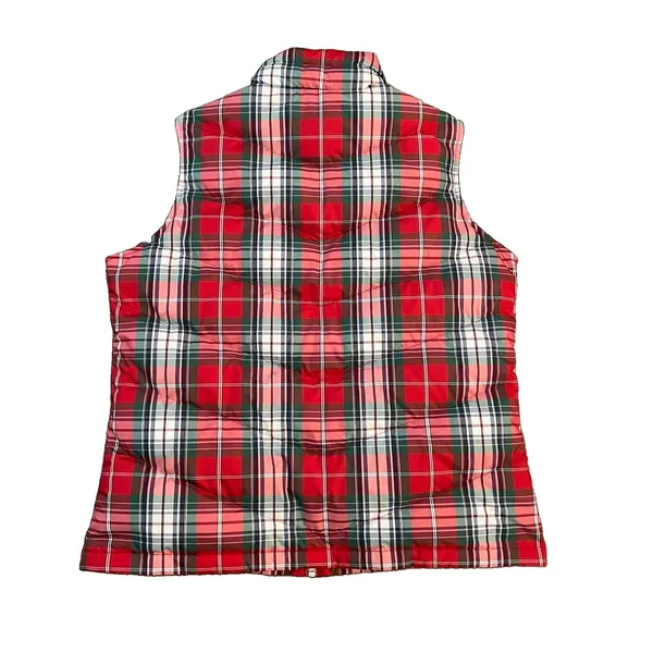 Lands End Women's Tartan Plaid Puffer Vest Medium‎ Petite Down Feathers - Image 2