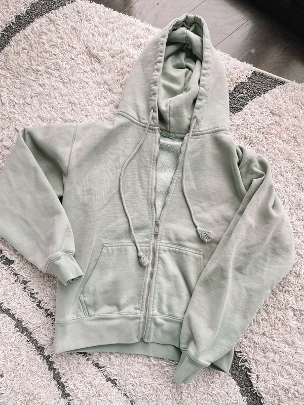 Brandy Melville Sage Green Zip Up Hoodie - Image 4