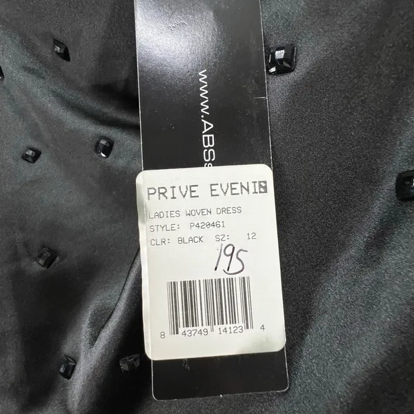 Allen Schwartz Prive Dress 12 Black Jeweled One Shoulder Blouson Evening Party‎ - Image 12