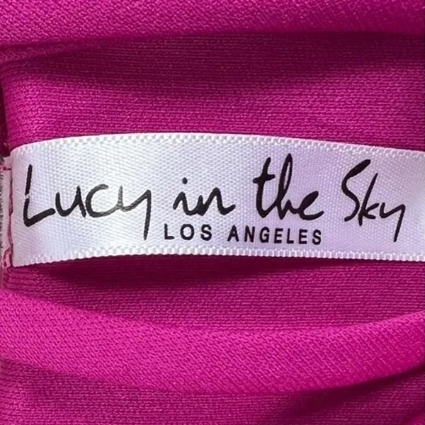 Lucy in the Sky Balloon Sleeve Mini Dress Fuchsia Pink Flirty Birthday Size M - Image 6