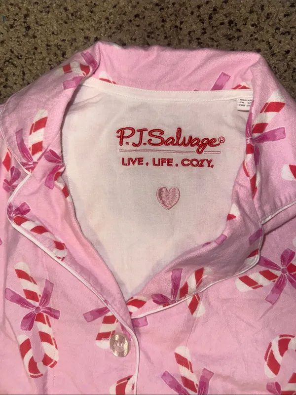 PJ Salvage Sweeter Than Sugar Candy Cane Classic Flannel Pajama Set - Image 5
