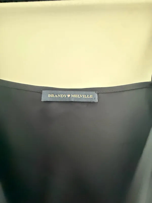 Brandy Melville Navy Satin Slip Mini Dress - Image 2