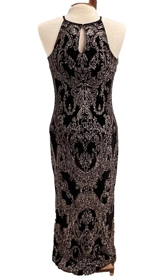 Vintage Y2K Jump Black Maxi Dress 7/8 Fairy Grunge Prom Hoco Glitter Whimsigoth - Image 4