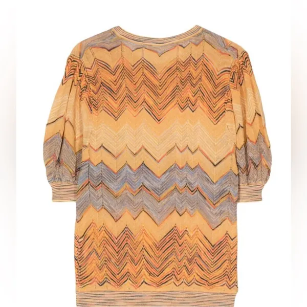 Ulla Johnson Priscilla Chevron Puff Sleeve Knit short sleeve yellow blue zigzag - Image 6