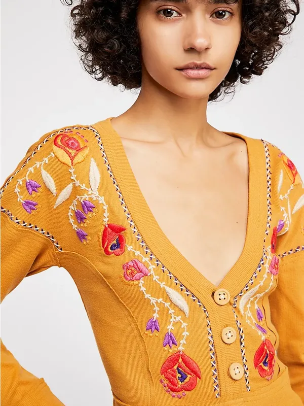 Free People Western day embroidered top Medium White - Image 2