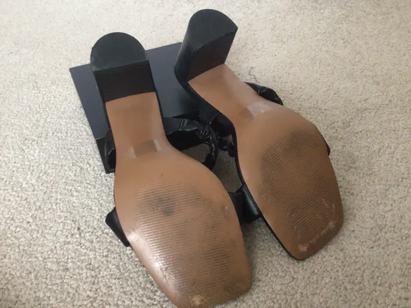 Sincerely Jules “Katie” Black Block Heel Ruched Strap Sandals- Size 8.5 - Image 4