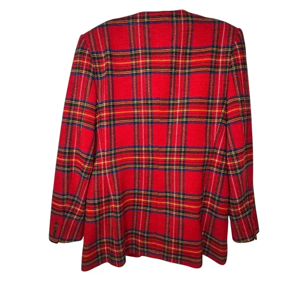 VTG Breeches Red Tartan Plaid Skirt‎ Suit Set Womens 8 Wool Blend Blazer Skirt - Image 14