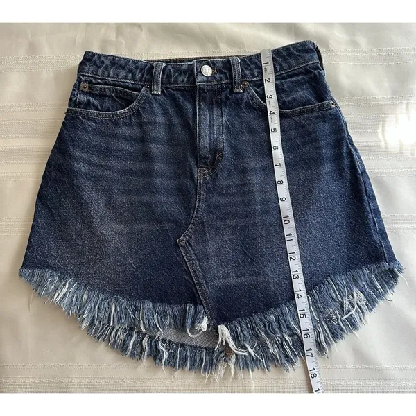 Free People High Waist Bailey Denim Mini skirt 26 - Image 9